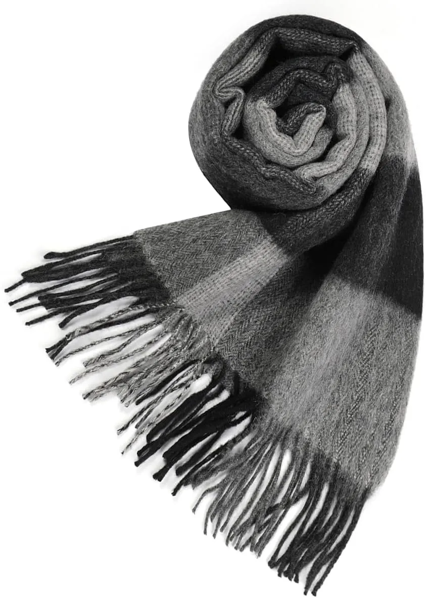 Winter Wool Plaid Striped Scarf for Men,Women Fashion Tartan Checkered Scarf Scarves