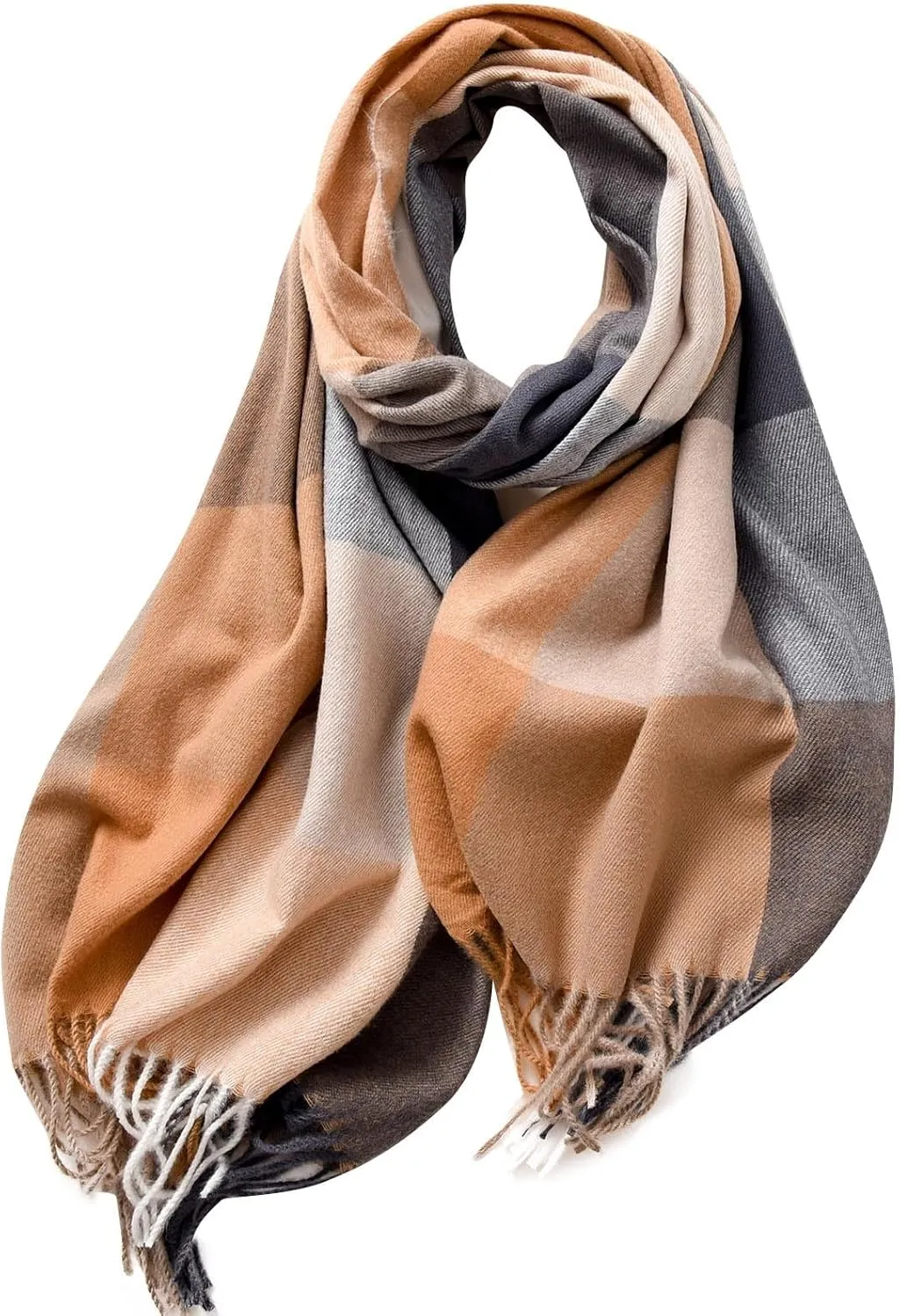 Women Large Scarf Winter Plaid Checked Thick Warm Wrap Scarves Casual Tassel Blanket Scarf Stylish Plaid Shawls