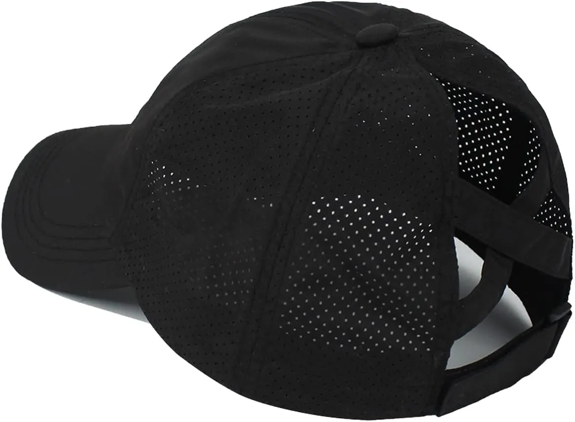 Womens Criss Cross Ponytail Baseball Cap Adjustable Messy Bun Mesh Quick Drying Hat