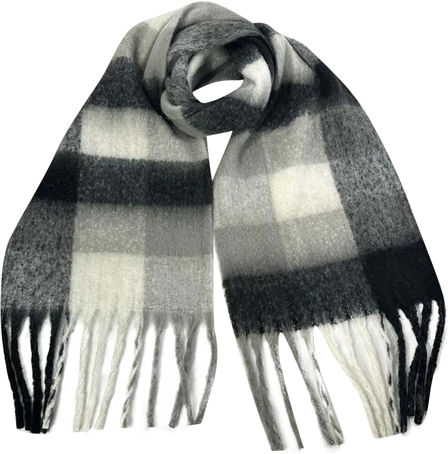 Women's Fashion Scarves Long Cashmere Like Shawl Winter Warm Knit Large Tassel Plaid Scarf Soft Warm Blanket Wrap