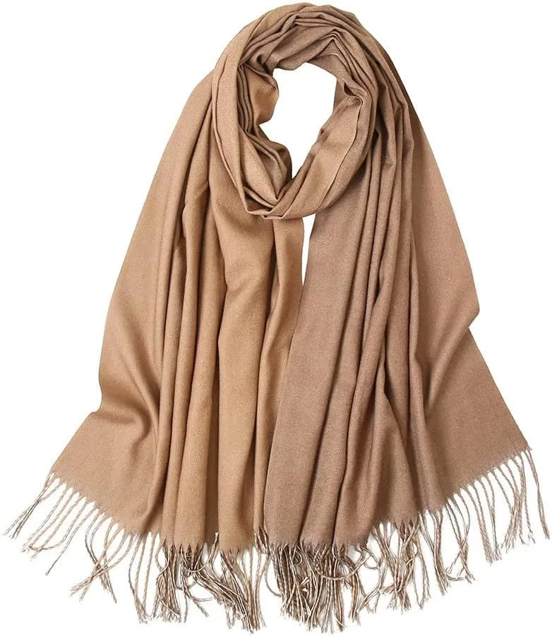 Women's Scarf Classic Tassel Super Soft Solid Color Cashmere Feel Fall Winter Plain Scarves Tartan Warm Wrap Shawl