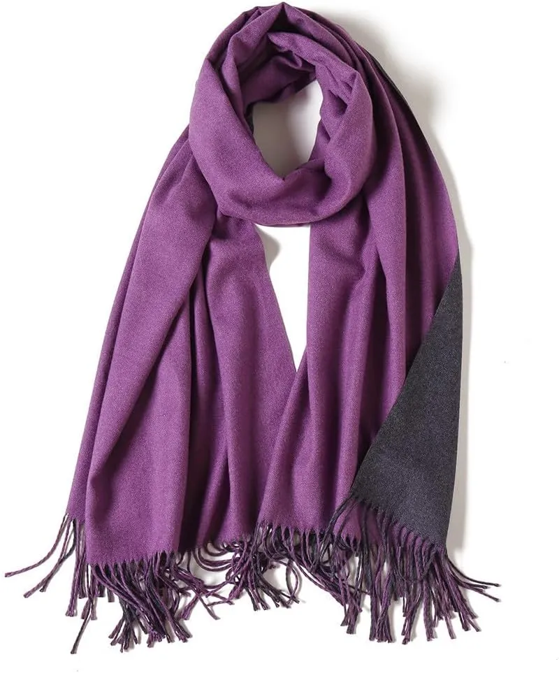 Women's Scarf Classic Tassel Super Soft Solid Color Cashmere Feel Fall Winter Plain Scarves Tartan Warm Wrap Shawl