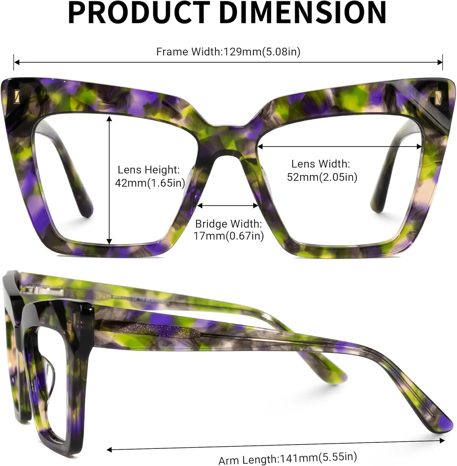 Zeelool Fashion Cat Eye Glasses Frame for Women with Non-prescription Clear Lens Eyeglasses Barnes ZJGA595438