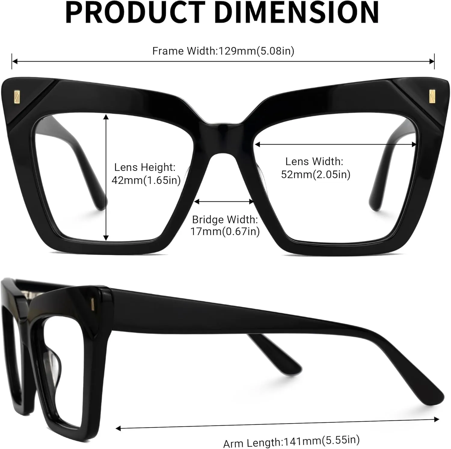 Zeelool Fashion Cat Eye Glasses Frame for Women with Non-prescription Clear Lens Eyeglasses Barnes ZJGA595438