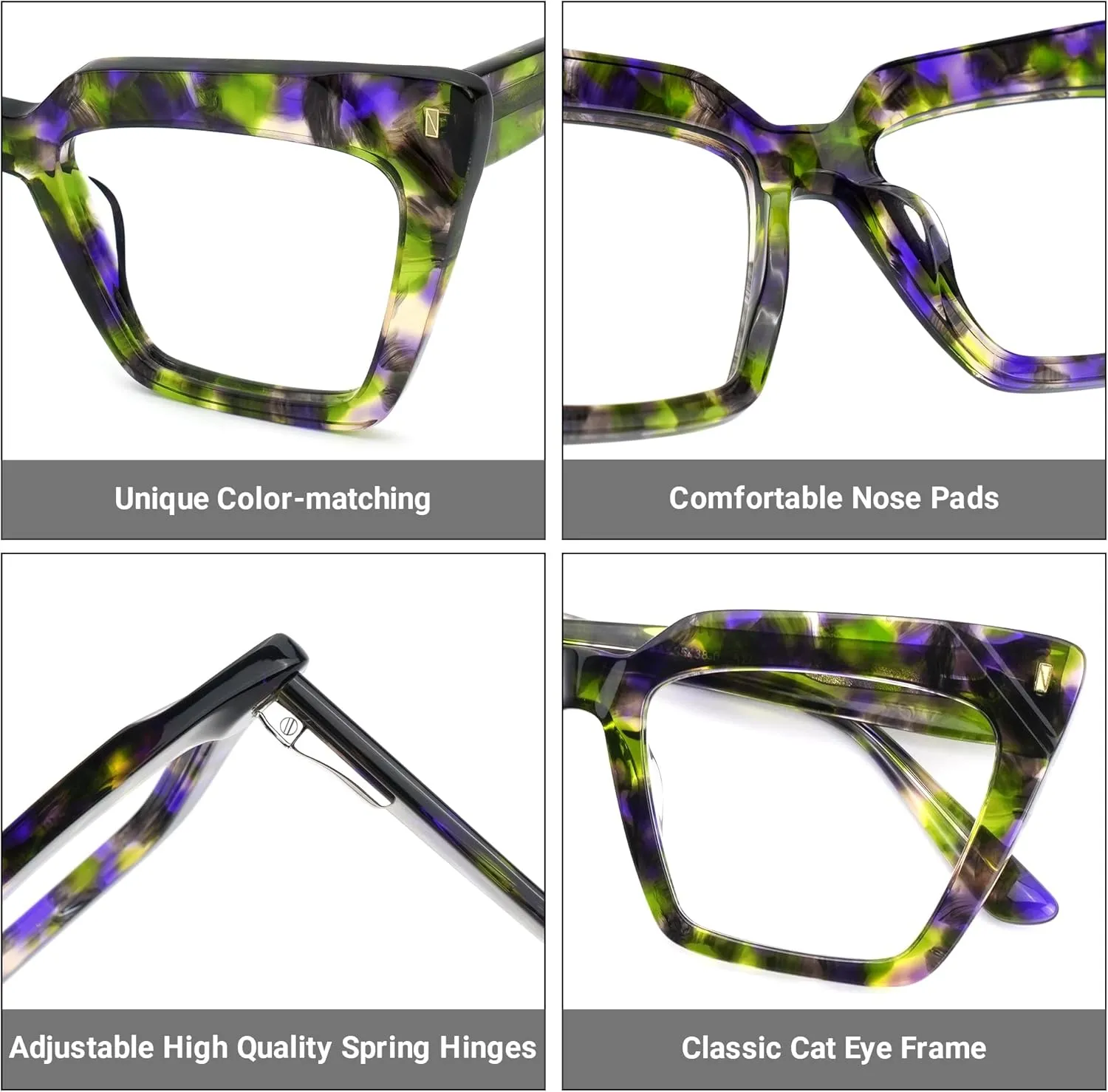 Zeelool Fashion Cat Eye Glasses Frame for Women with Non-prescription Clear Lens Eyeglasses Barnes ZJGA595438