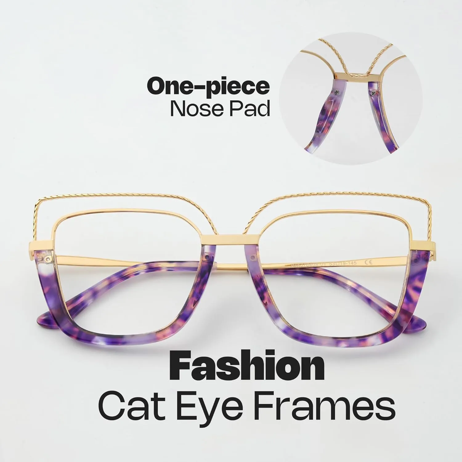 Zeelool Stylish Oversize Cat Eye Glasses Frame for Women with Non-prescription Clear Ornella ZJGX370408