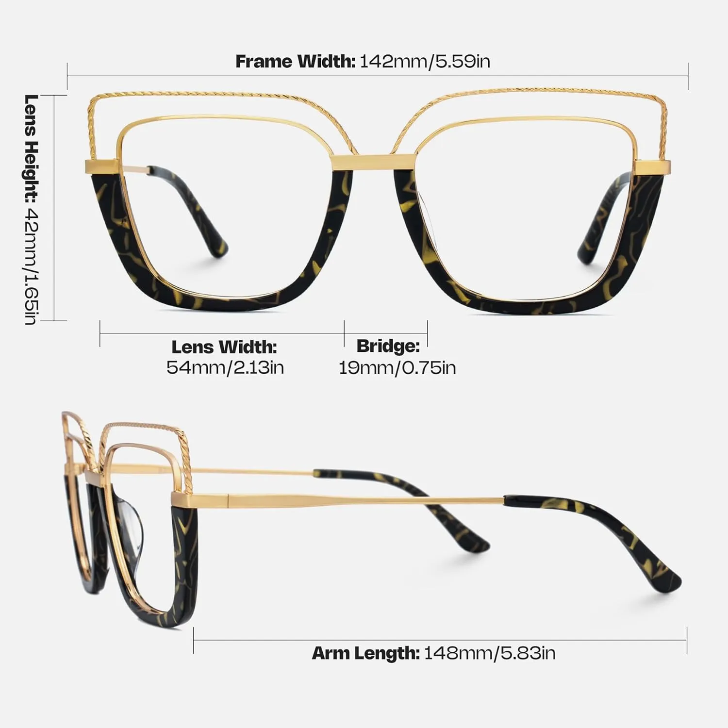 Zeelool Stylish Oversize Cat Eye Glasses Frame for Women with Non-prescription Clear Ornella ZJGX370408