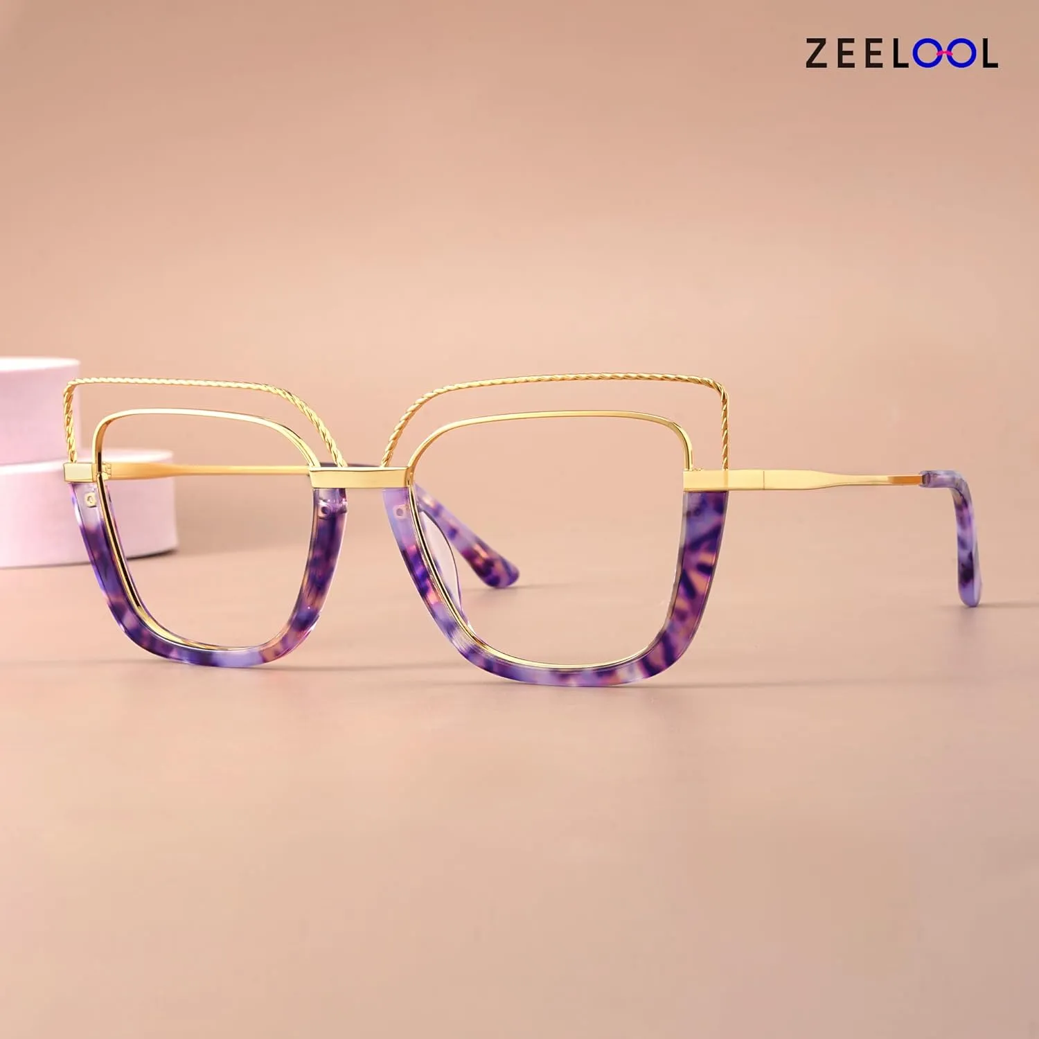 Zeelool Stylish Oversize Cat Eye Glasses Frame for Women with Non-prescription Clear Ornella ZJGX370408