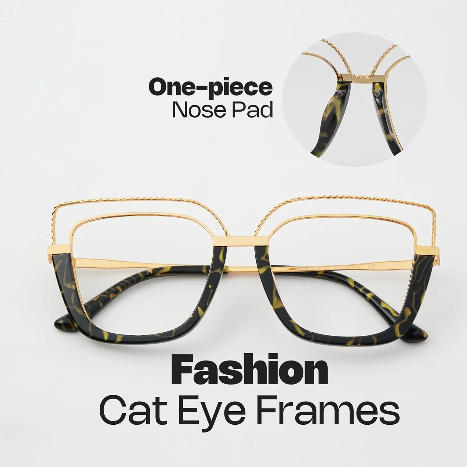Zeelool Stylish Oversize Cat Eye Glasses Frame for Women with Non-prescription Clear Ornella ZJGX370408