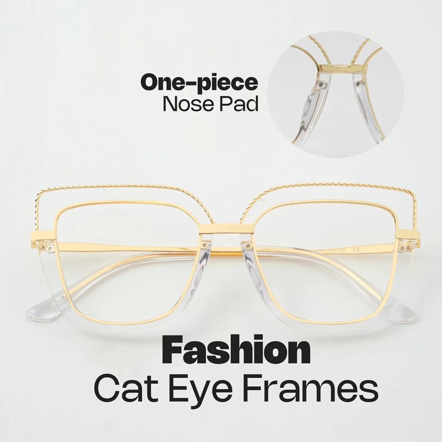 Zeelool Stylish Oversize Cat Eye Glasses Frame for Women with Non-prescription Clear Ornella ZJGX370408