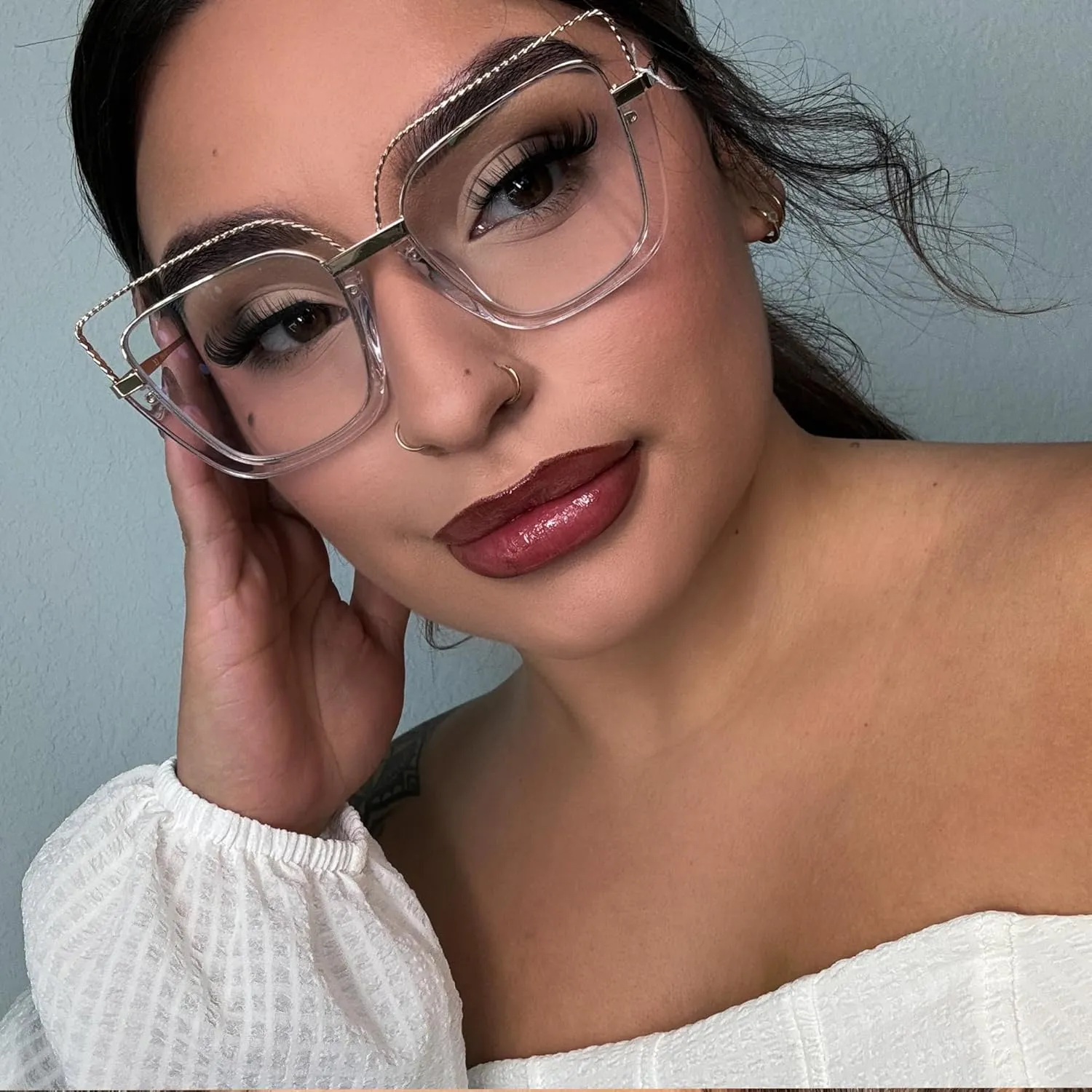 Zeelool Stylish Oversize Cat Eye Glasses Frame for Women with Non-prescription Clear Ornella ZJGX370408