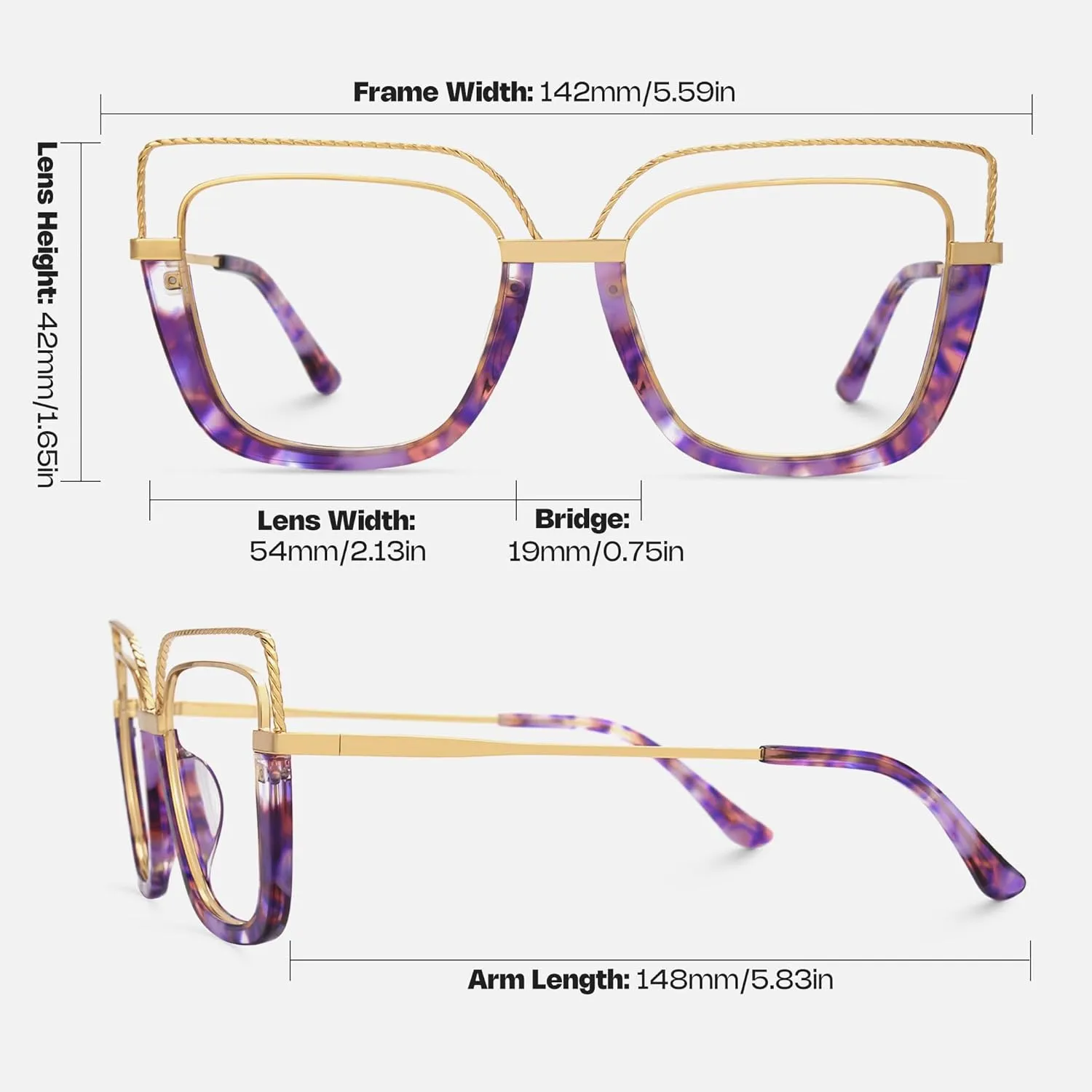 Zeelool Stylish Oversize Cat Eye Glasses Frame for Women with Non-prescription Clear Ornella ZJGX370408
