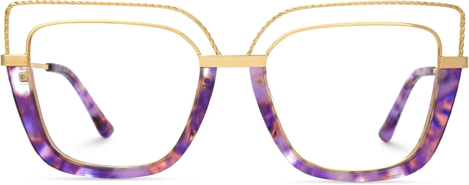 Zeelool Stylish Oversize Cat Eye Glasses Frame for Women with Non-prescription Clear Ornella ZJGX370408