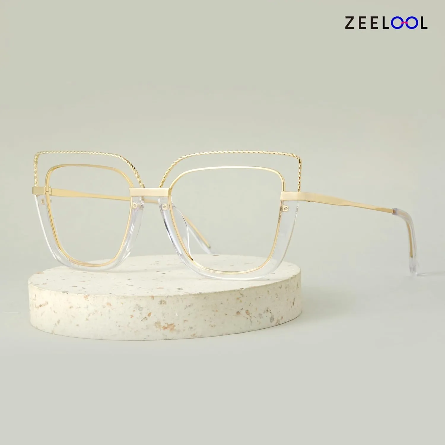 Zeelool Stylish Oversize Cat Eye Glasses Frame for Women with Non-prescription Clear Ornella ZJGX370408