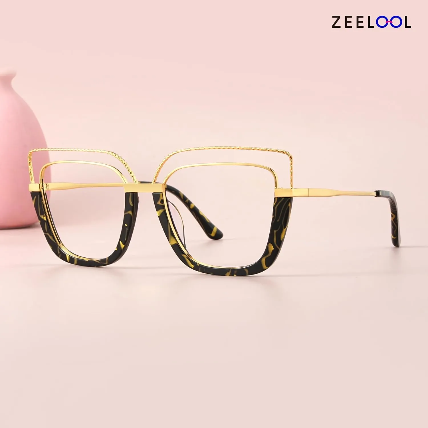 Zeelool Stylish Oversize Cat Eye Glasses Frame for Women with Non-prescription Clear Ornella ZJGX370408