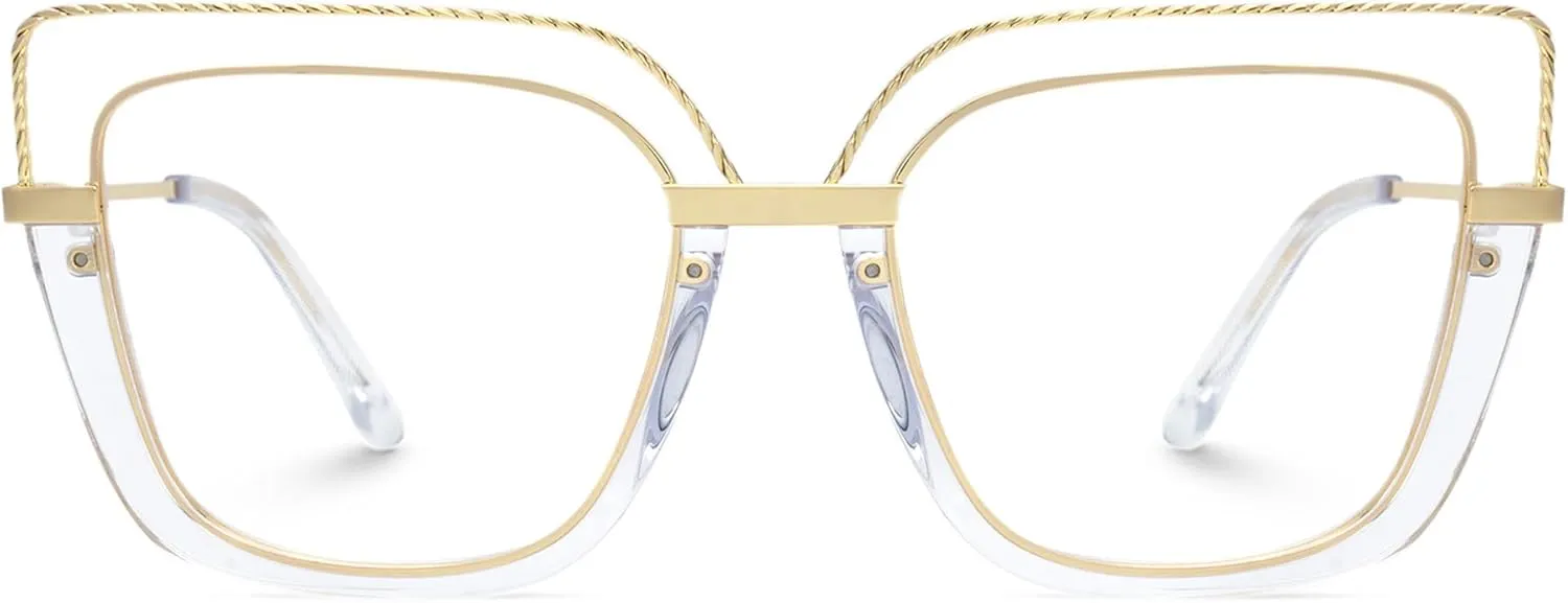 Zeelool Stylish Oversize Cat Eye Glasses Frame for Women with Non-prescription Clear Ornella ZJGX370408