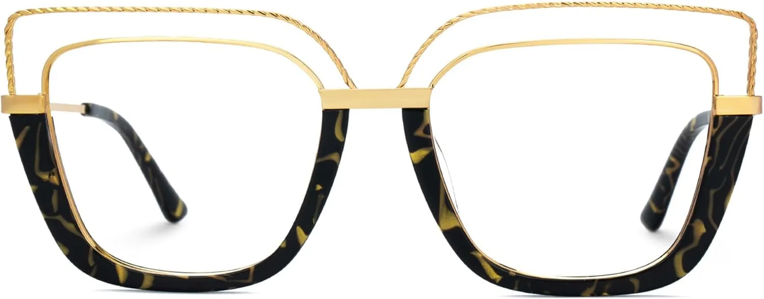 Zeelool Stylish Oversize Cat Eye Glasses Frame for Women with Non-prescription Clear Ornella ZJGX370408