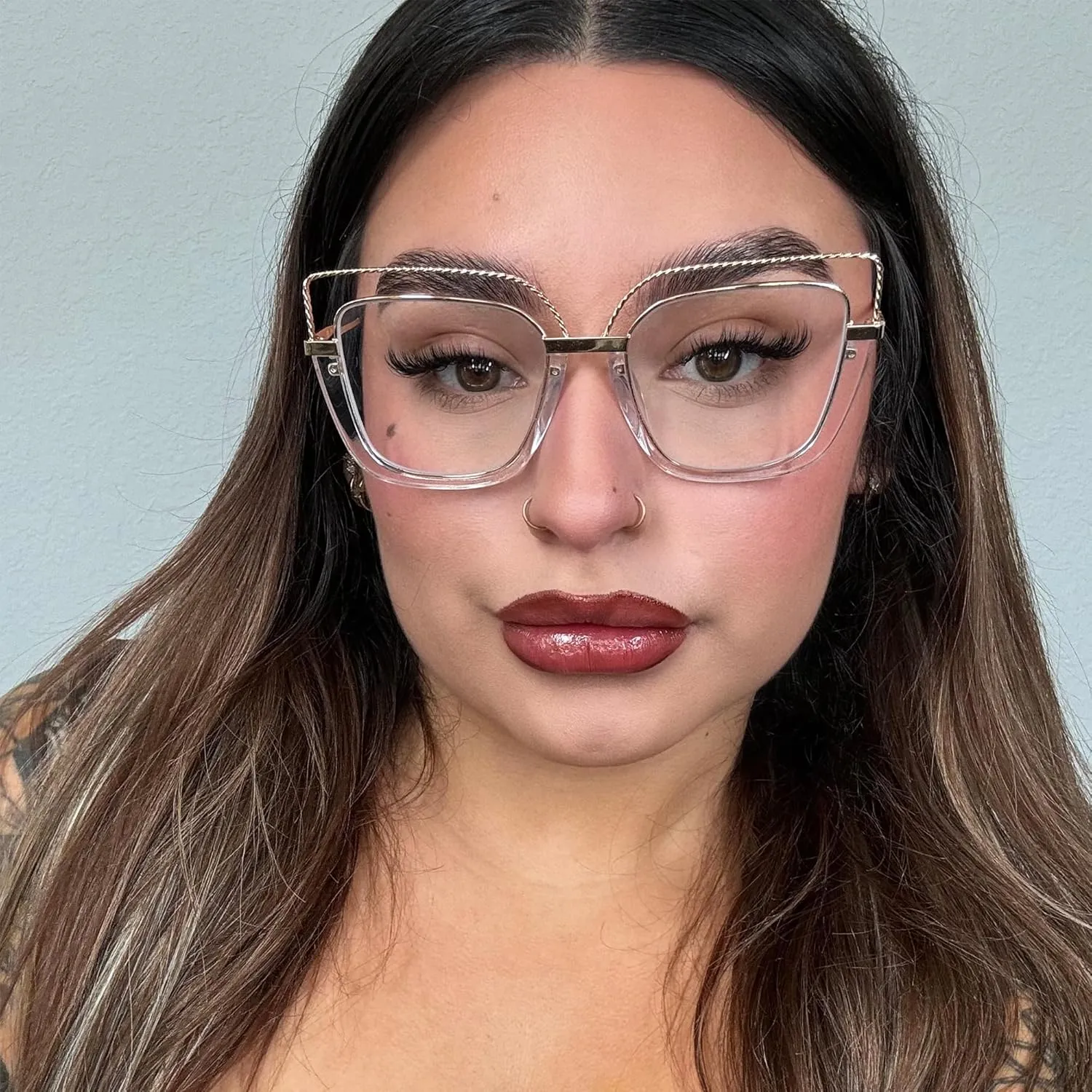 Zeelool Stylish Oversize Cat Eye Glasses Frame for Women with Non-prescription Clear Ornella ZJGX370408