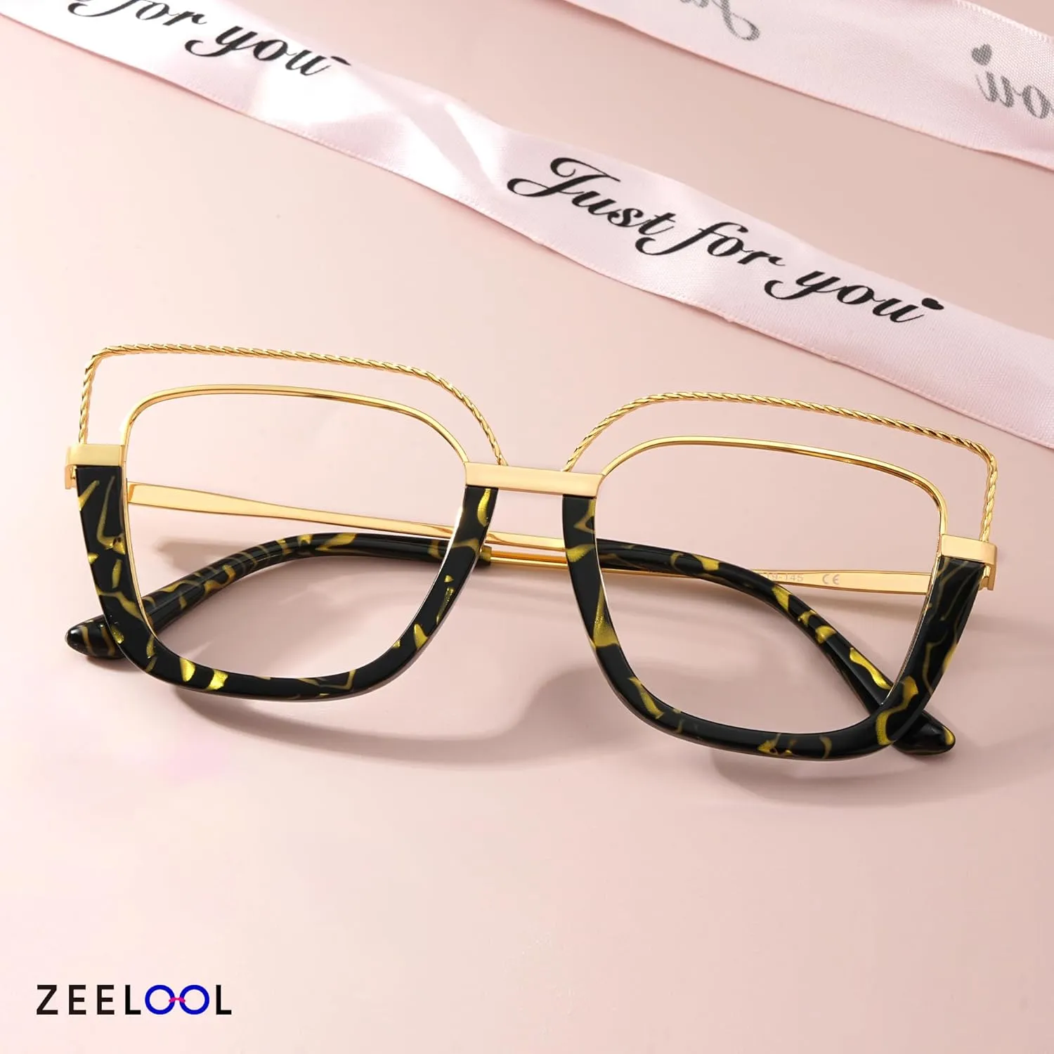Zeelool Stylish Oversize Cat Eye Glasses Frame for Women with Non-prescription Clear Ornella ZJGX370408
